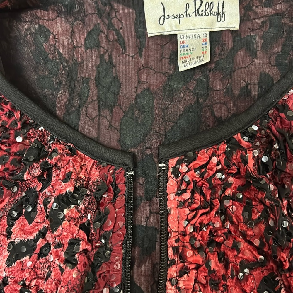 Joseph Ribkoff Black and Red Sequin Jacket